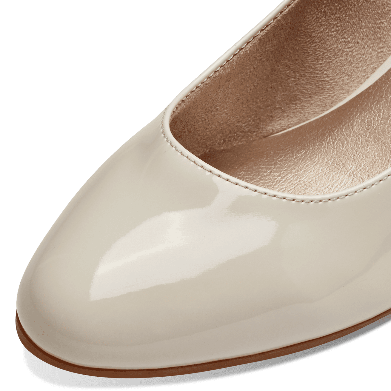Jana Wide Fitting Court Shoe with Block Heel in Cream