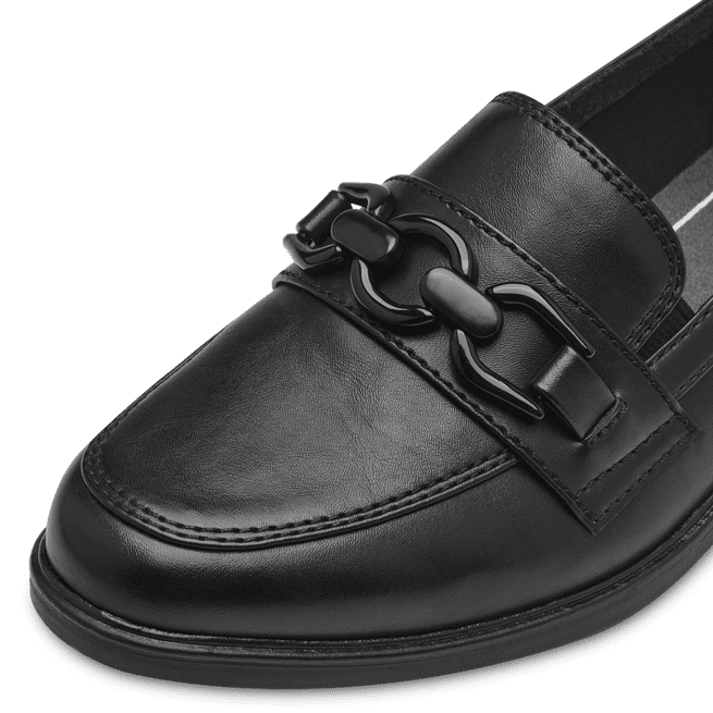 Jana Black Wide-Fit Flat Loafer: Sleek and Cushioned Comfort