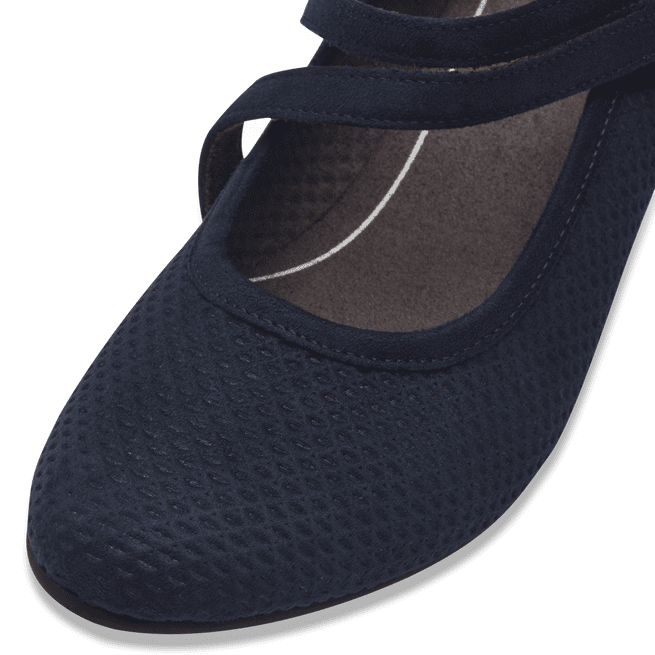 Jana Navy Court Shoe with Strap: Elegant Stability in Every Step
