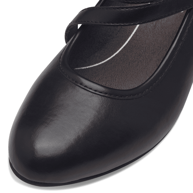 Jana Black Court Shoe with Strap: Comfort and Stability Combined