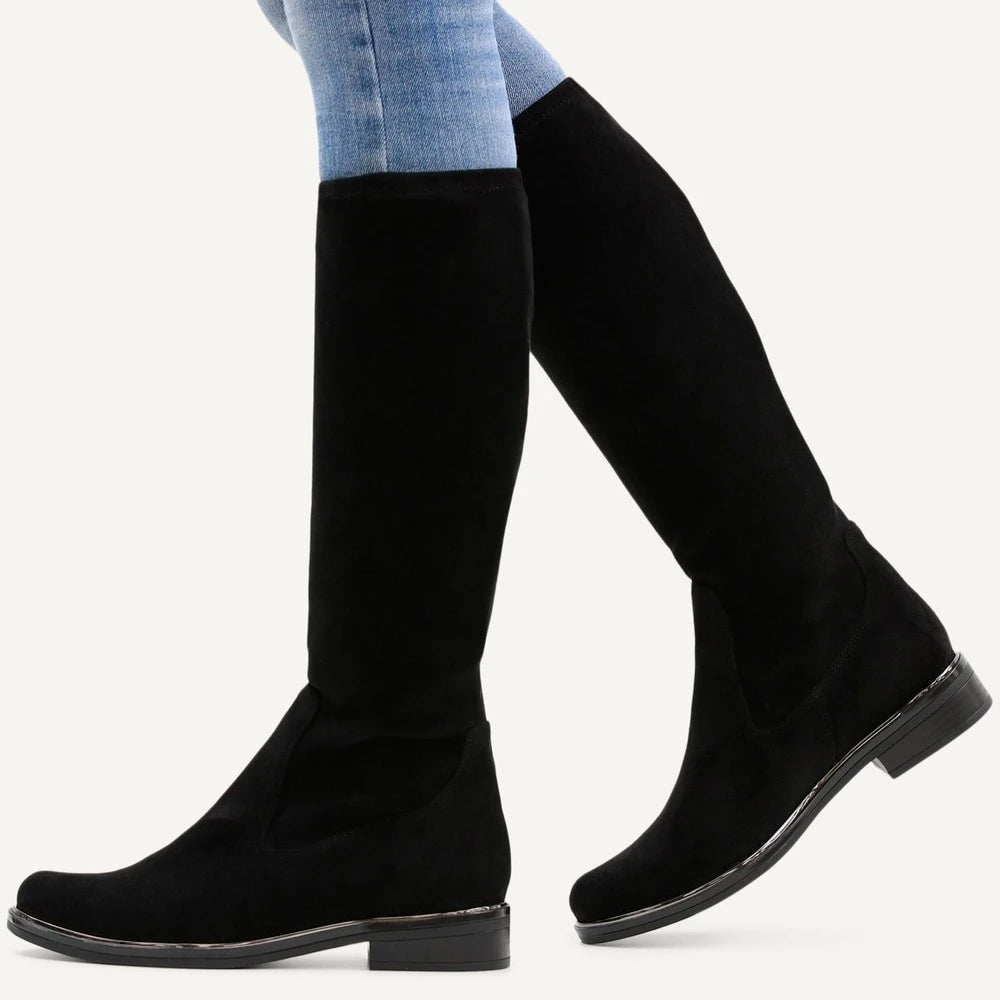 Caprice Black Stretch Vegan Knee-High Boots