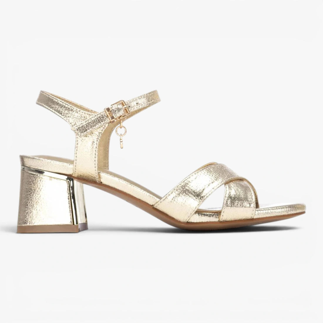 XTI Gold Sandal (Block Heel) – 145344