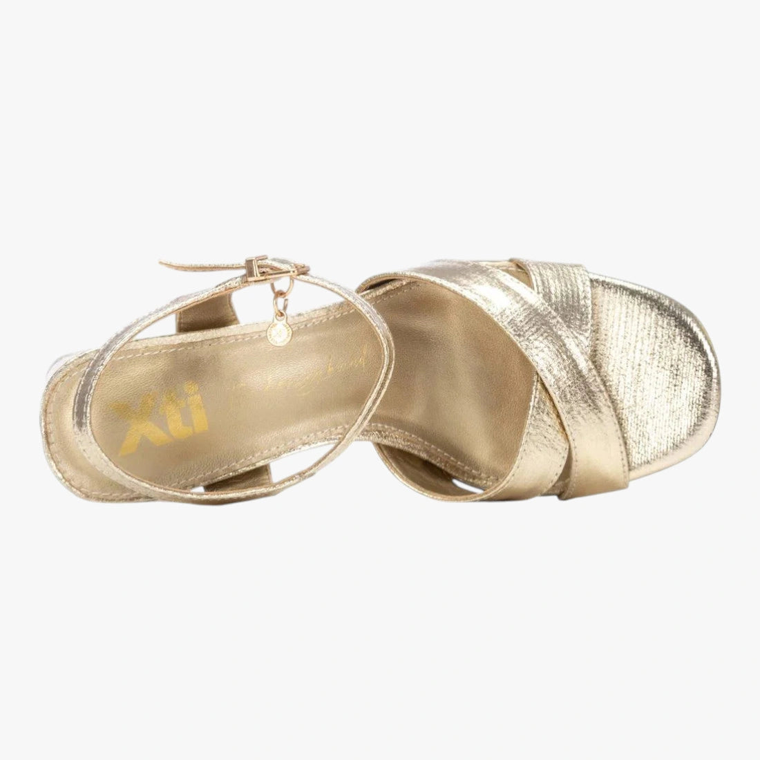 XTI Gold Sandal (Block Heel) – 145344