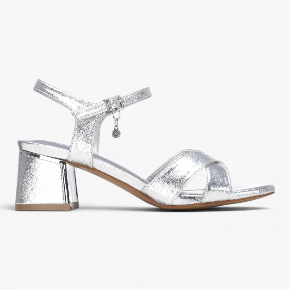 XTI Silver Sandal (Block Heel) – 145344