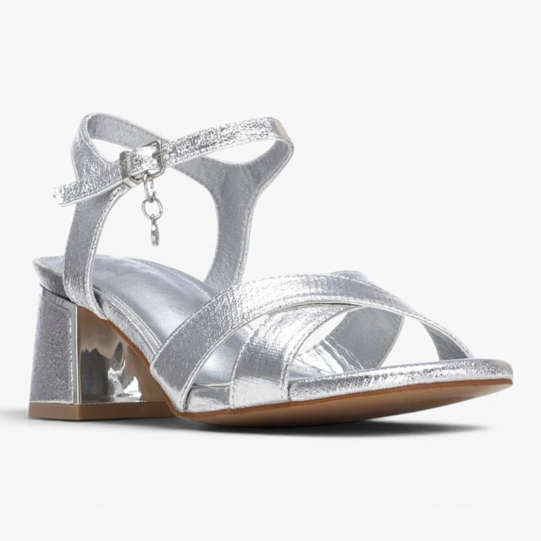XTI Silver Sandal (Block Heel) – 145344