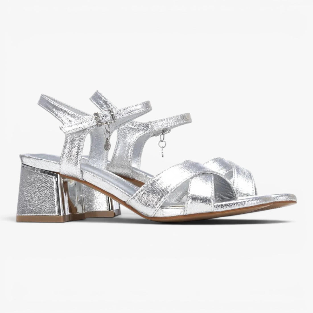 XTI Silver Sandal (Block Heel) – 145344
