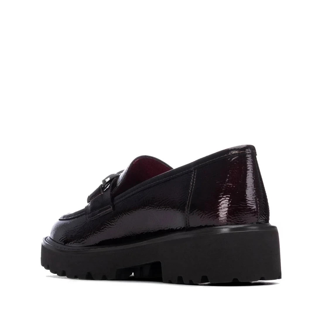 Xti Burgundy Patent Chunky Sole Chain Loafers