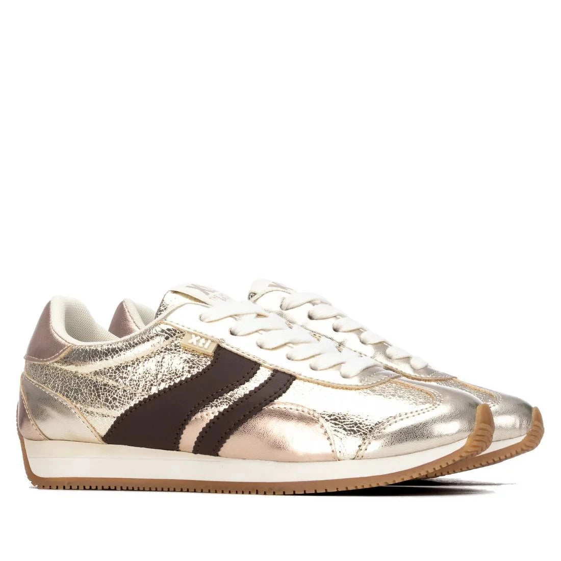 Xti Champagne Gold Metallic Vegan Trainers
