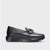 Front view of Wonders black leather loafer with wedge sole.