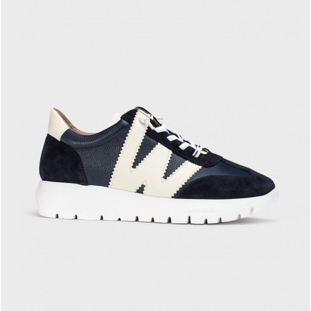 Wonders RACER Black Suede Runner with White Sole and Off-White "W" Logo