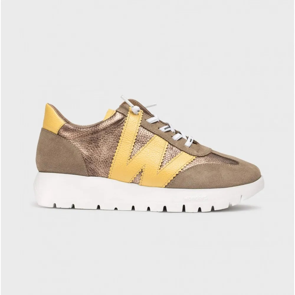 Wonders ODISEI 76 Taupe/Yellow Leather Sneakers - Leavys Shoes
