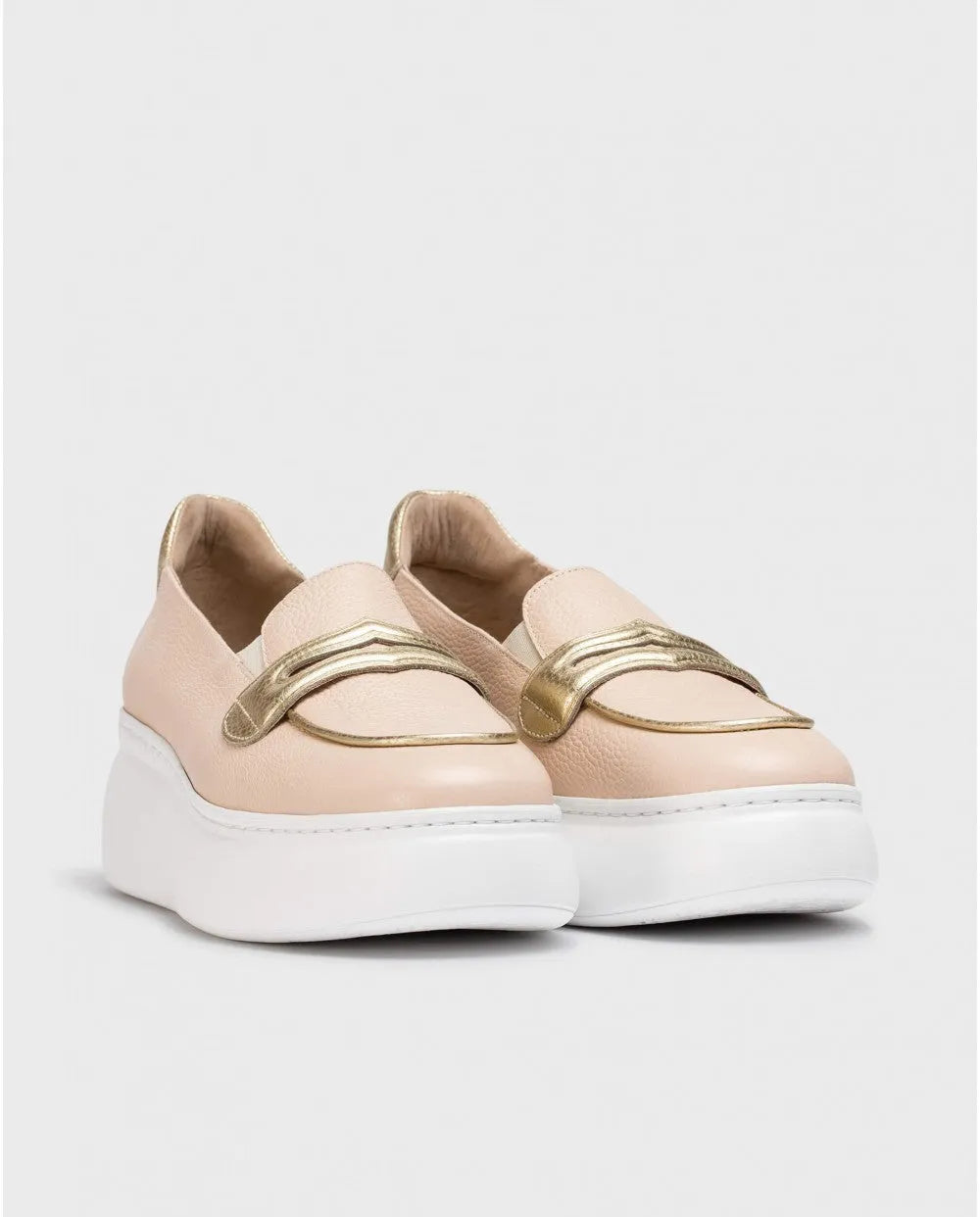 Wonders Light Pink BACAN Loafers – Soft Elegance with a Golden Touch - Leavys Shoes