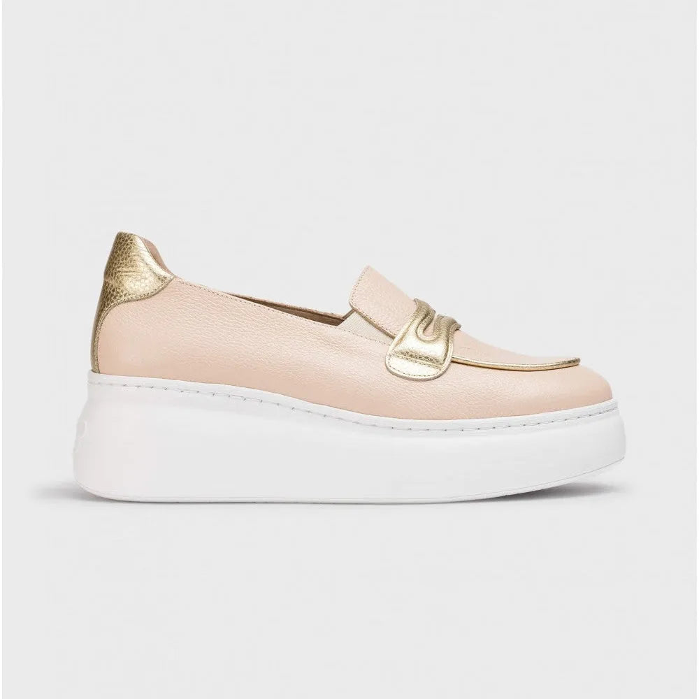 Wonders Light Pink BACAN Loafers – Soft Elegance with a Golden Touch - Leavys Shoes