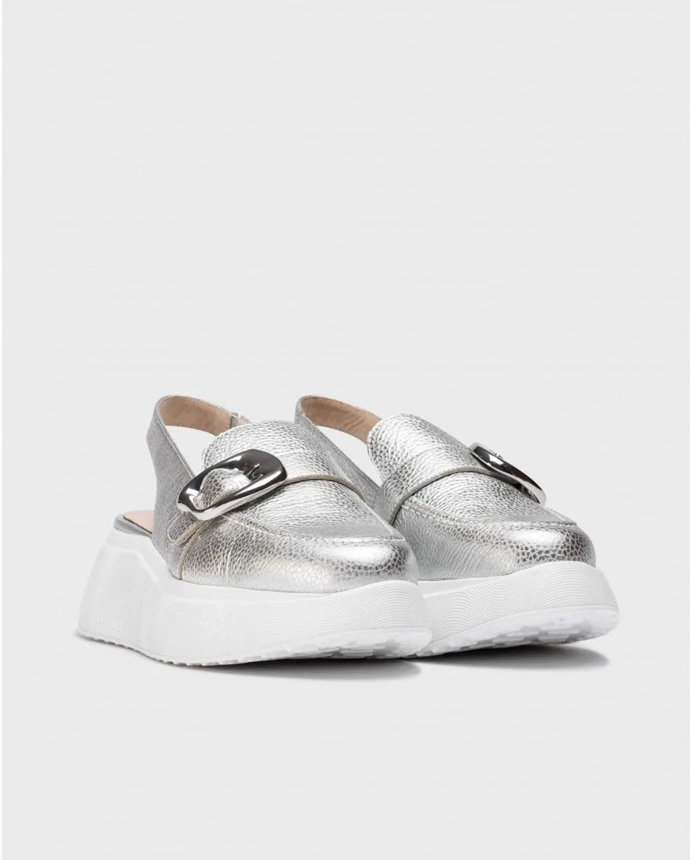 Wonders Silver ACALIA Slingback – Sophisticated Shine with Effortless Comfort - Leavys Shoes