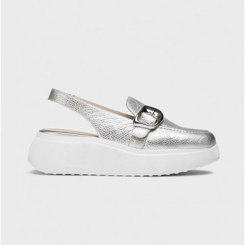 Wonders Silver ACALIA Slingback – Sophisticated Shine with Effortless Comfort - Leavys Shoes