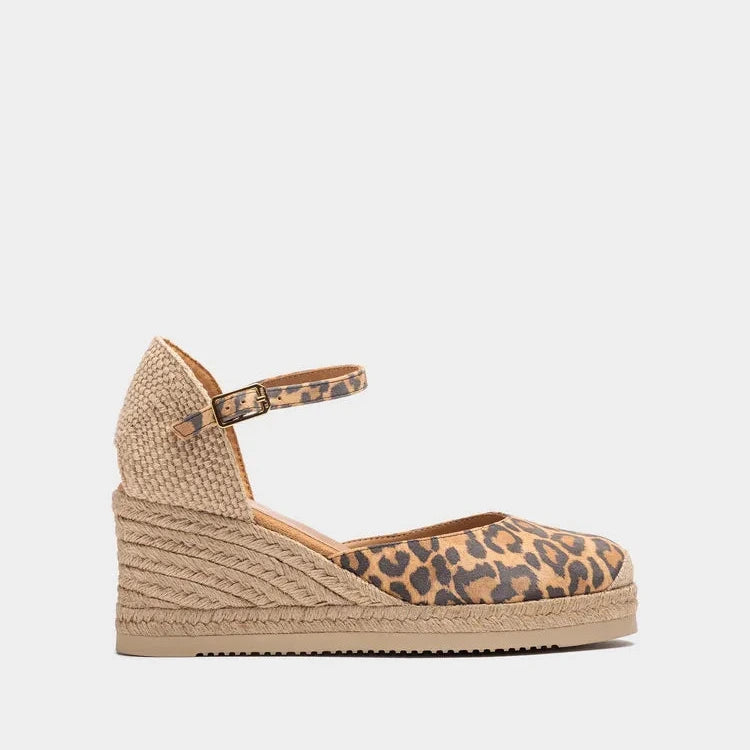 Unisa Leopard Print Wedge Espadrille in Suede