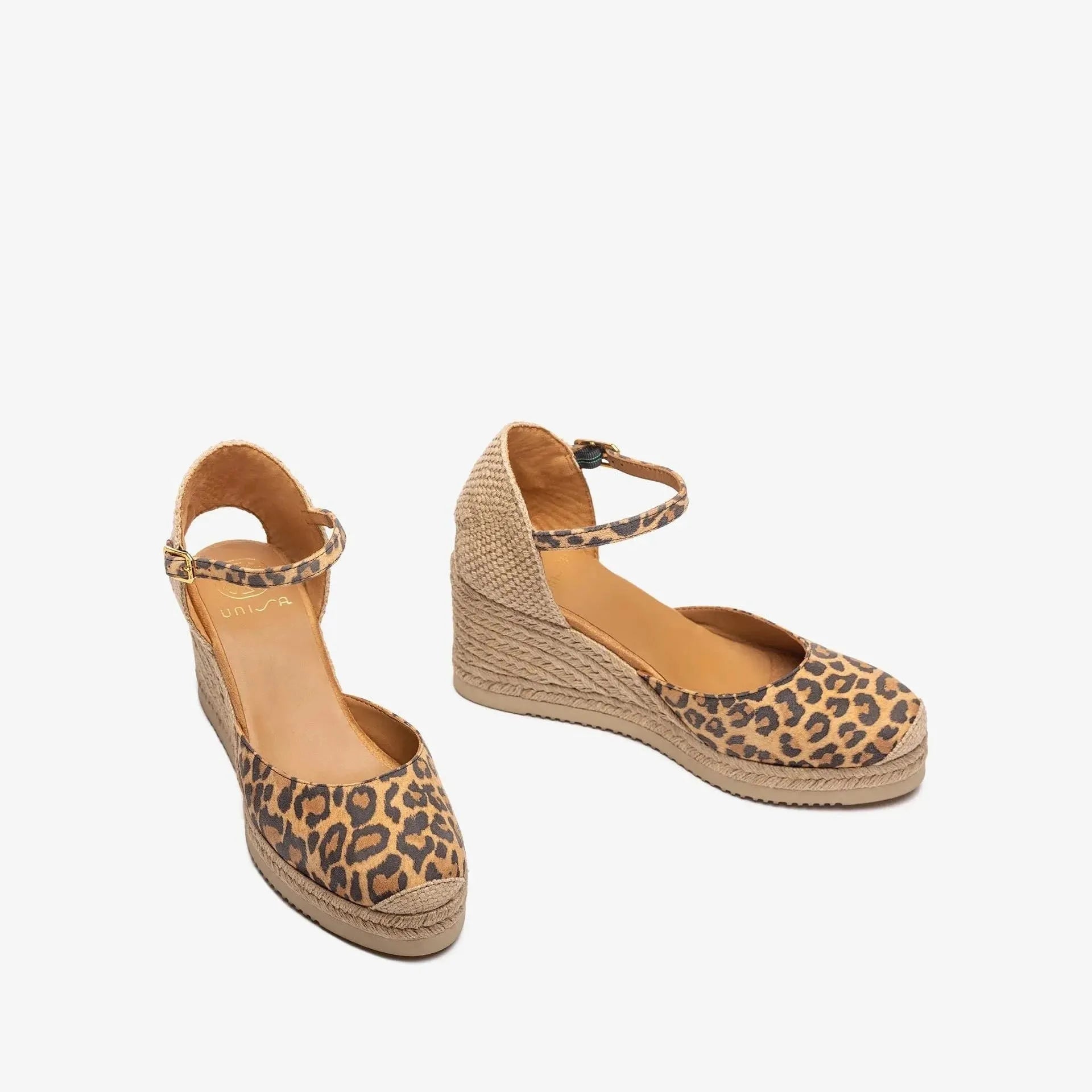Unisa Leopard Print Wedge Espadrille in Suede