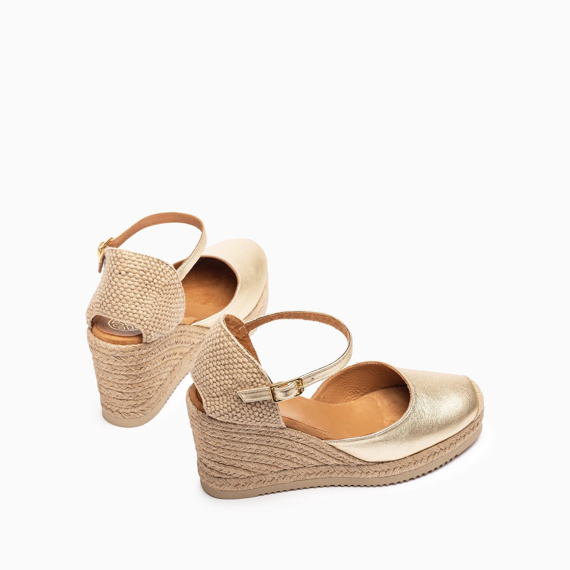 Unisa Gold Espadrille Wedge with SuperLight Comfort