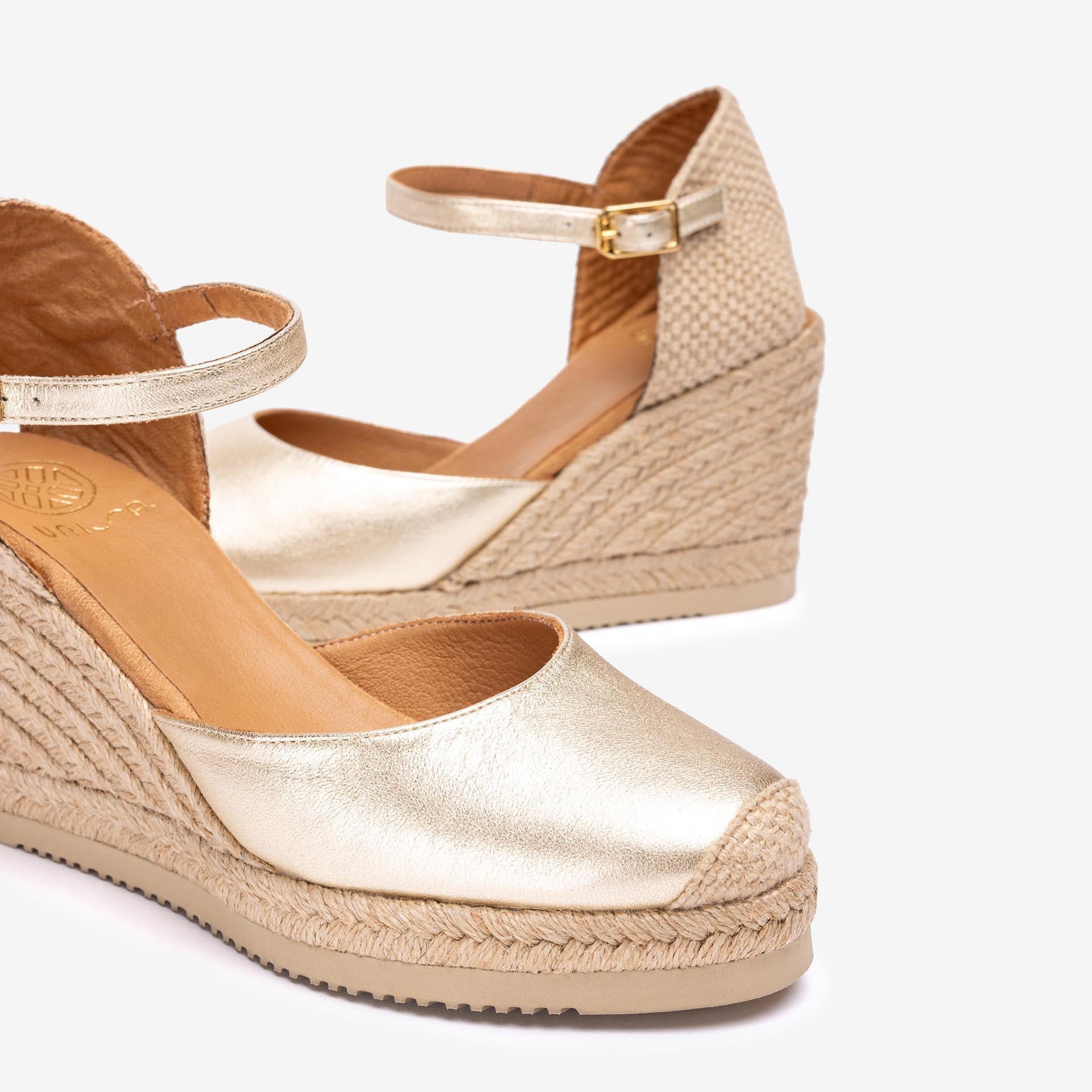Unisa Gold Espadrille Wedge with SuperLight Comfort