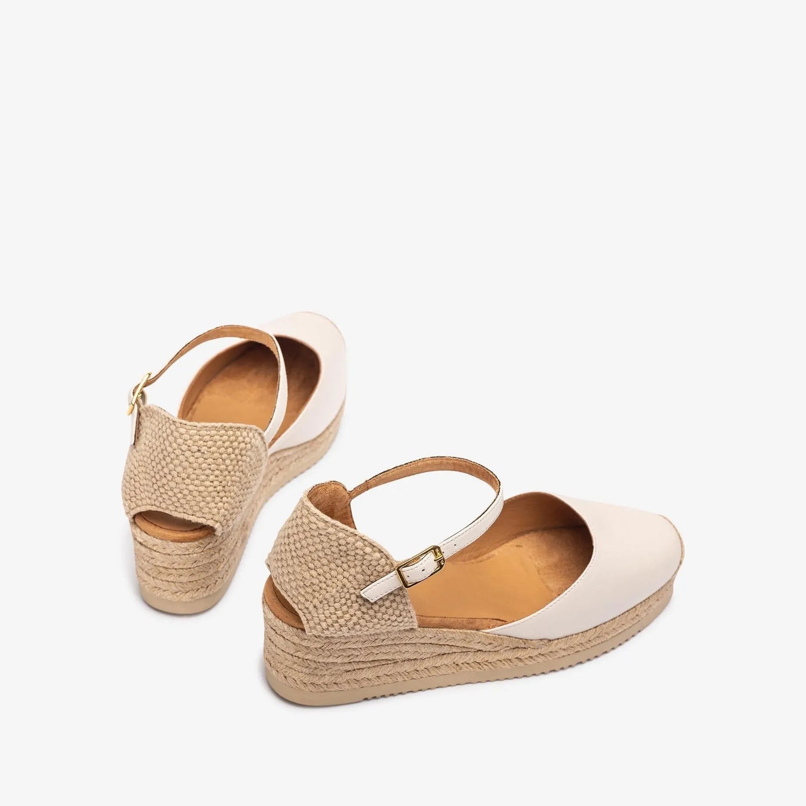 Unisa Ivory Espadrille with Low Wedge and Strap - Leavys Shoes