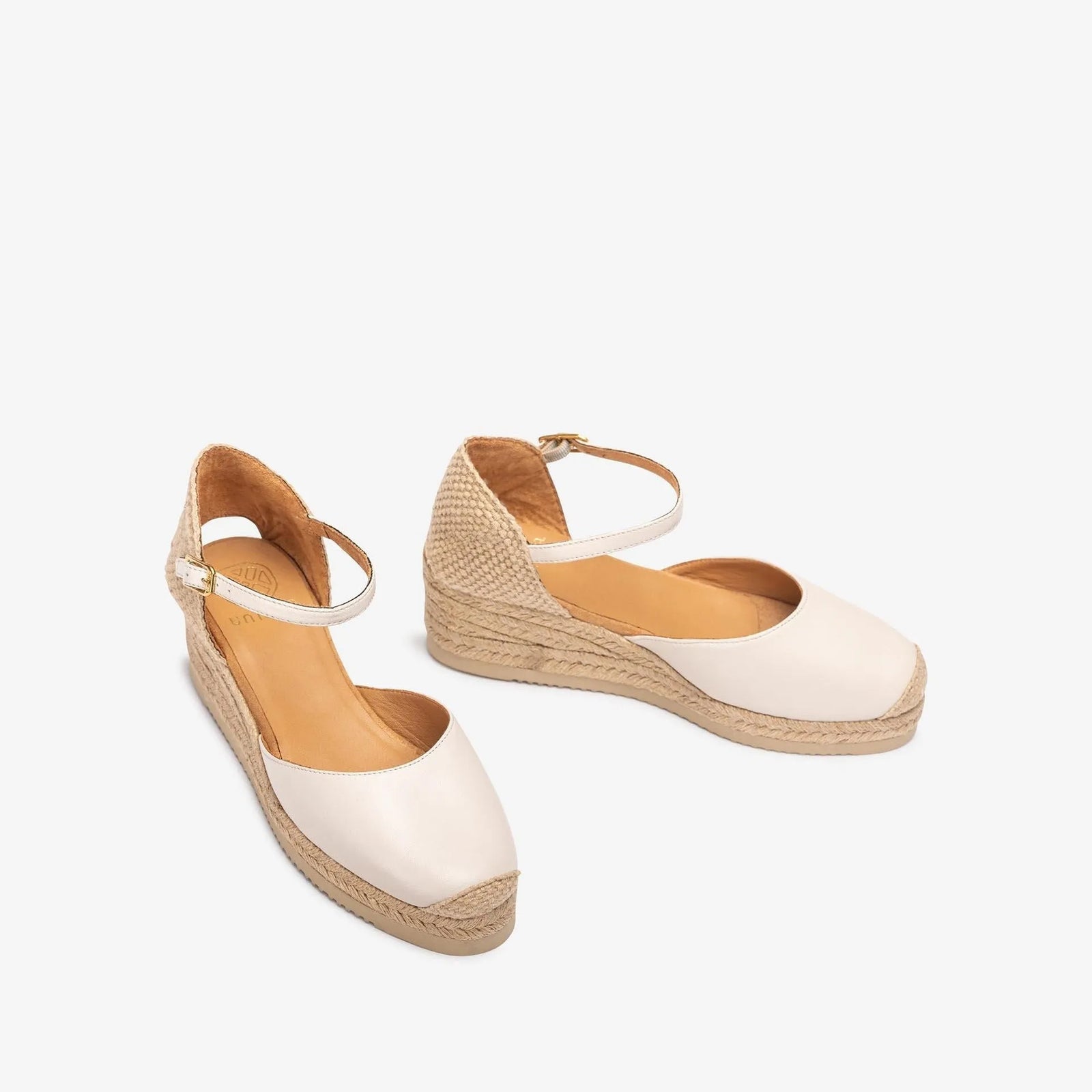 Unisa Ivory Espadrille with Low Wedge and Strap - Leavys Shoes