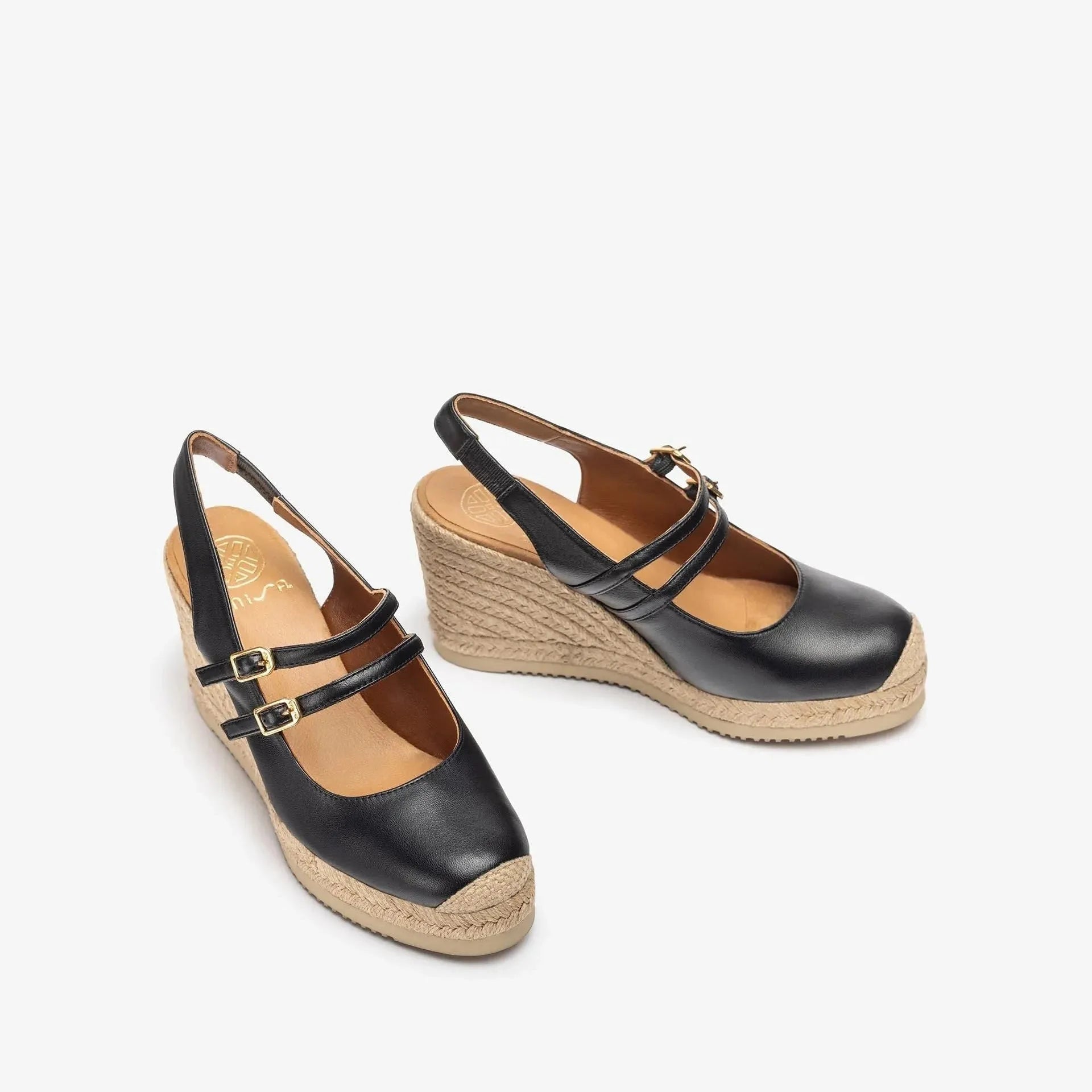 Unisa Black Slingback Espadrille with Double Strap