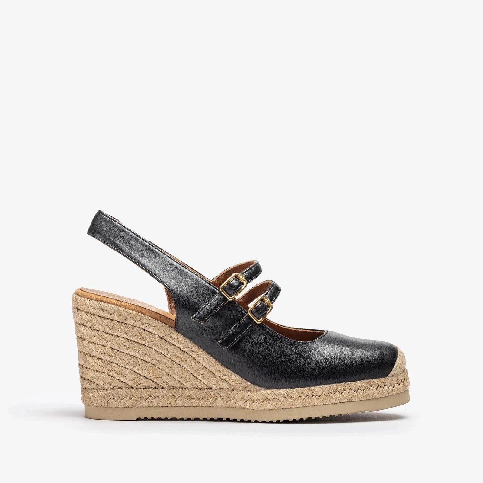Unisa Black Slingback Espadrille with Double Strap