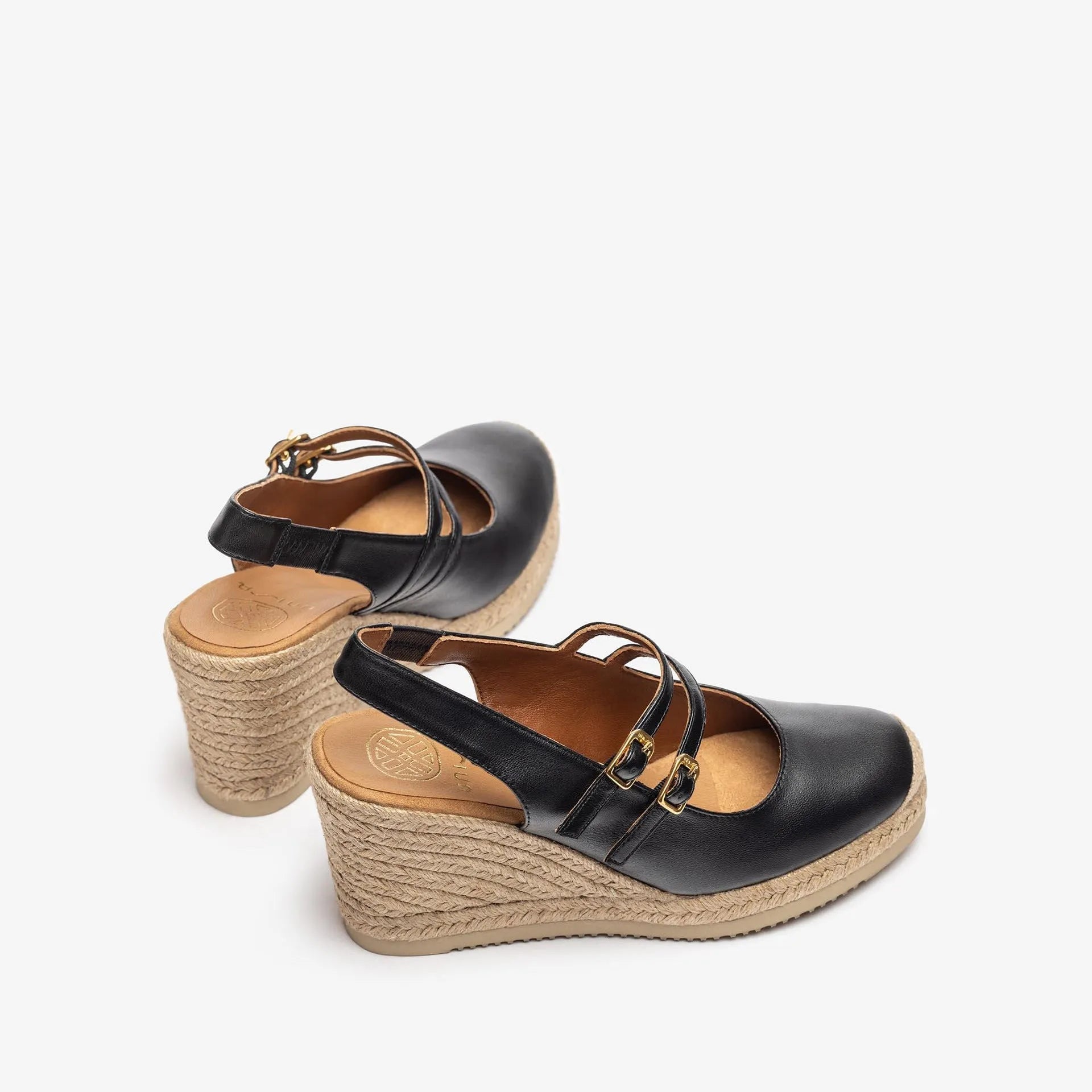 Unisa Black Slingback Espadrille with Double Strap