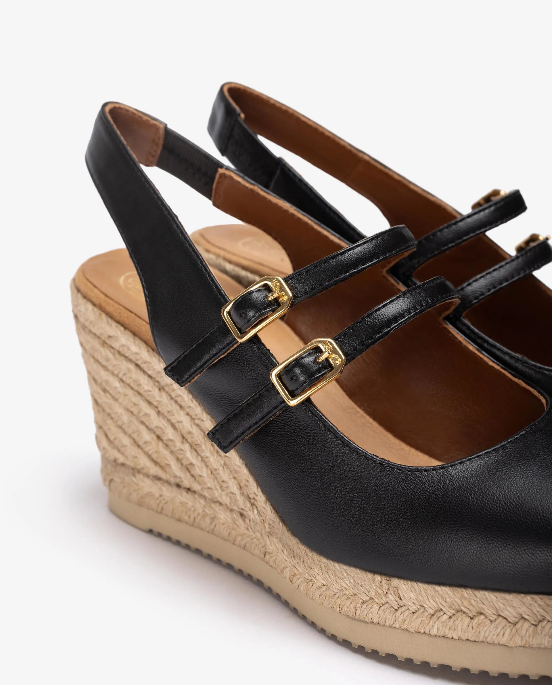 Unisa Black Slingback Espadrille with Double Strap