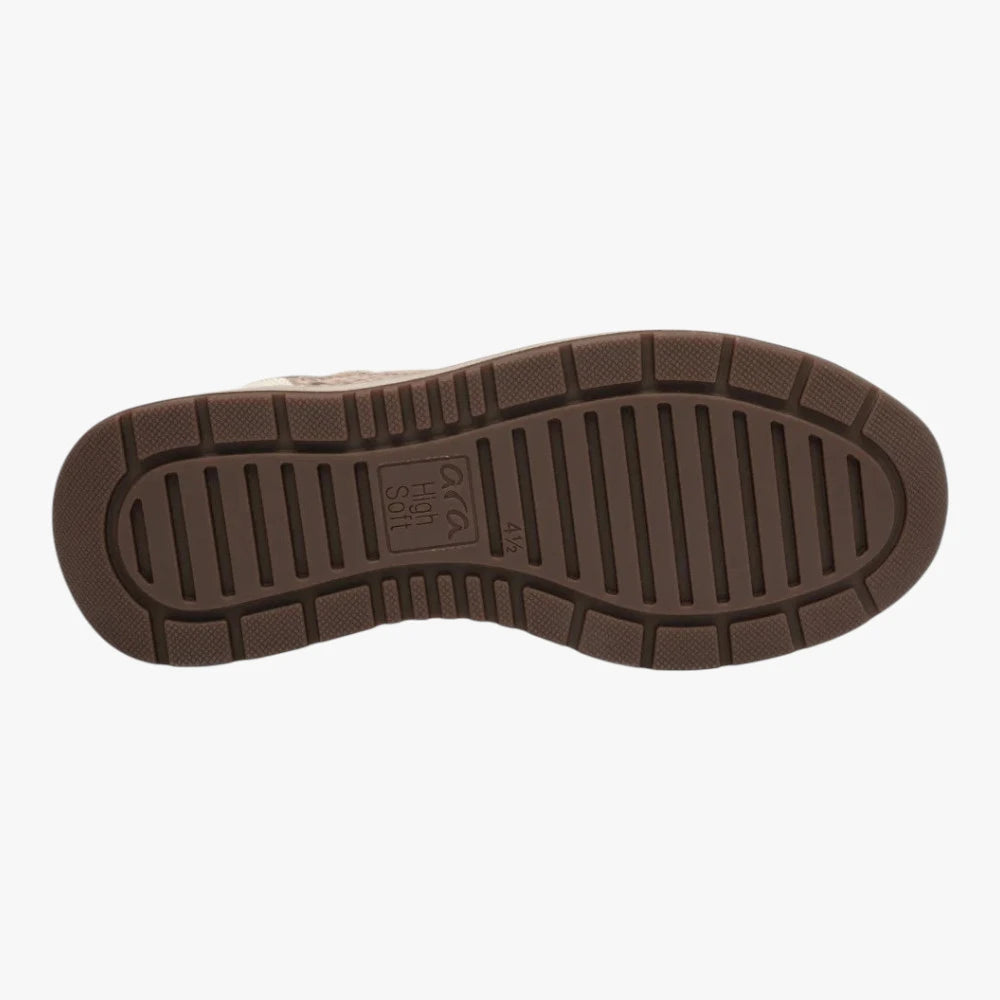 Ara Garda Cream & Taupe Leather Wide Fit Trainers