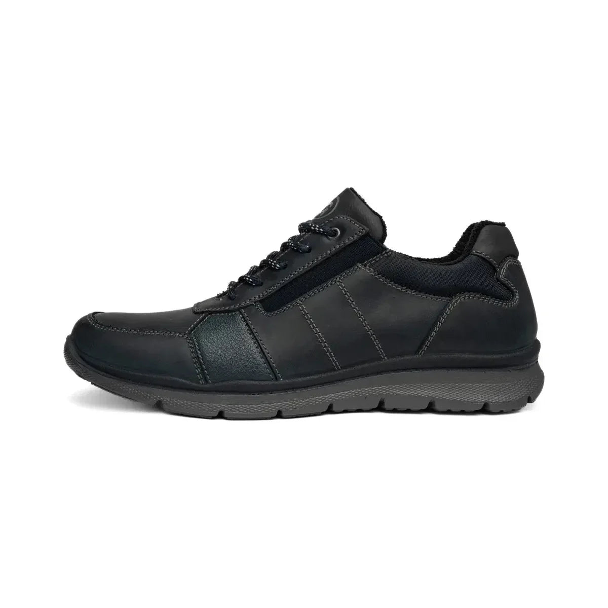 Opposite side of the Ara Benjo navy shoe, showing the stitched leather panels.