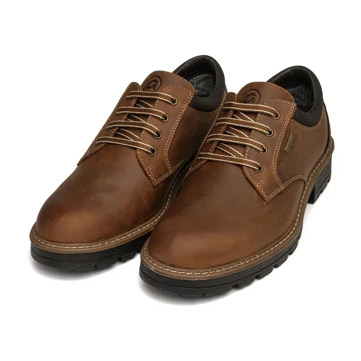 A pair of Ara Frederick men's nuts-brown GORE-TEX lace-up shoes shown from the front.