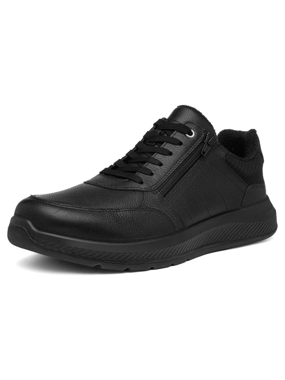 Ara Venturo men's extra wide leather zip trainers in black – product view 1