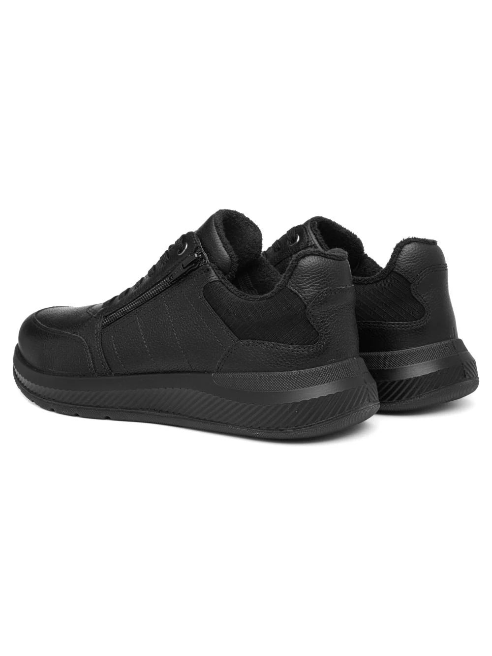 Ara Venturo men's extra wide leather zip trainers in black – product view 5