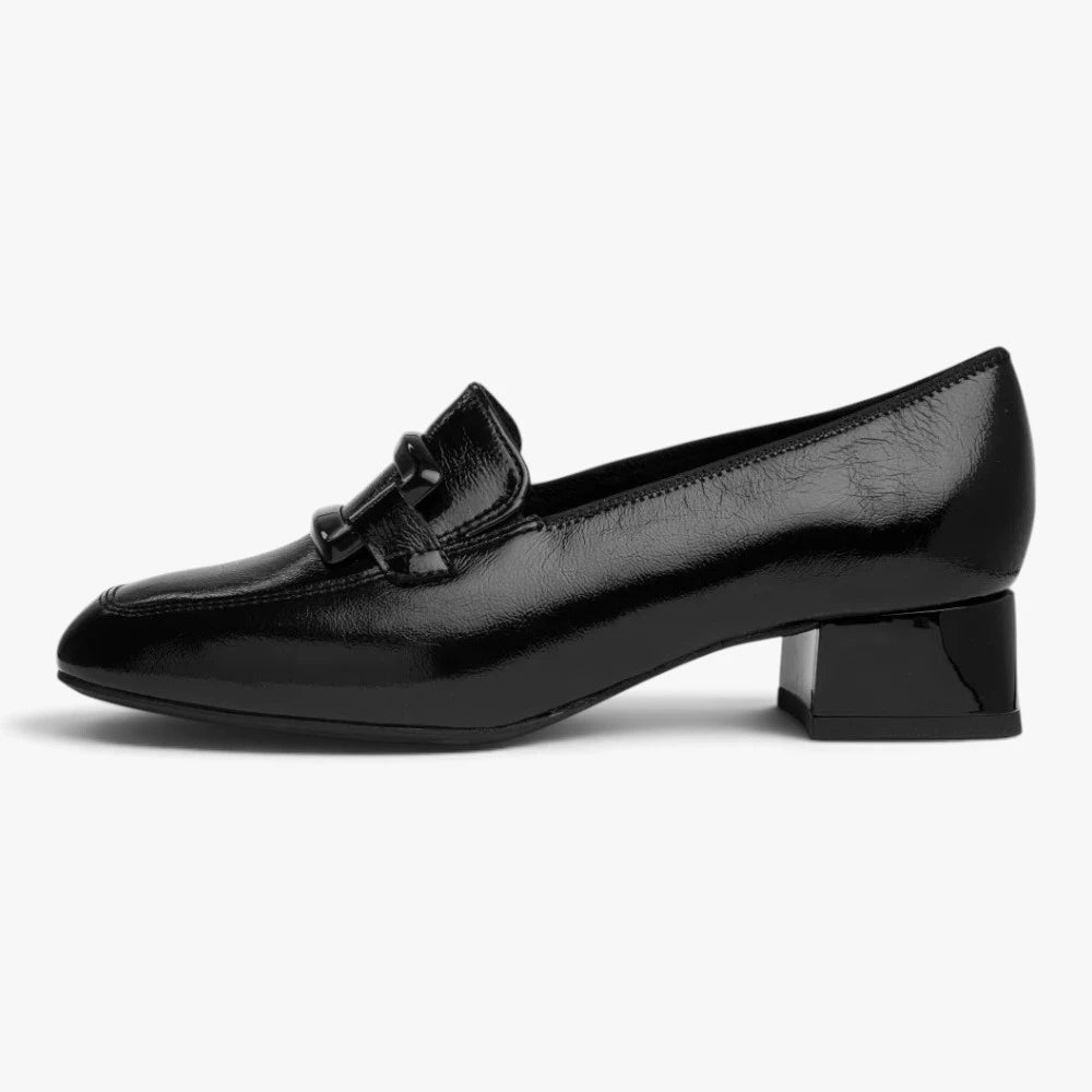 Ara Graz Black Patent Leather Wide Fit Court Shoes
