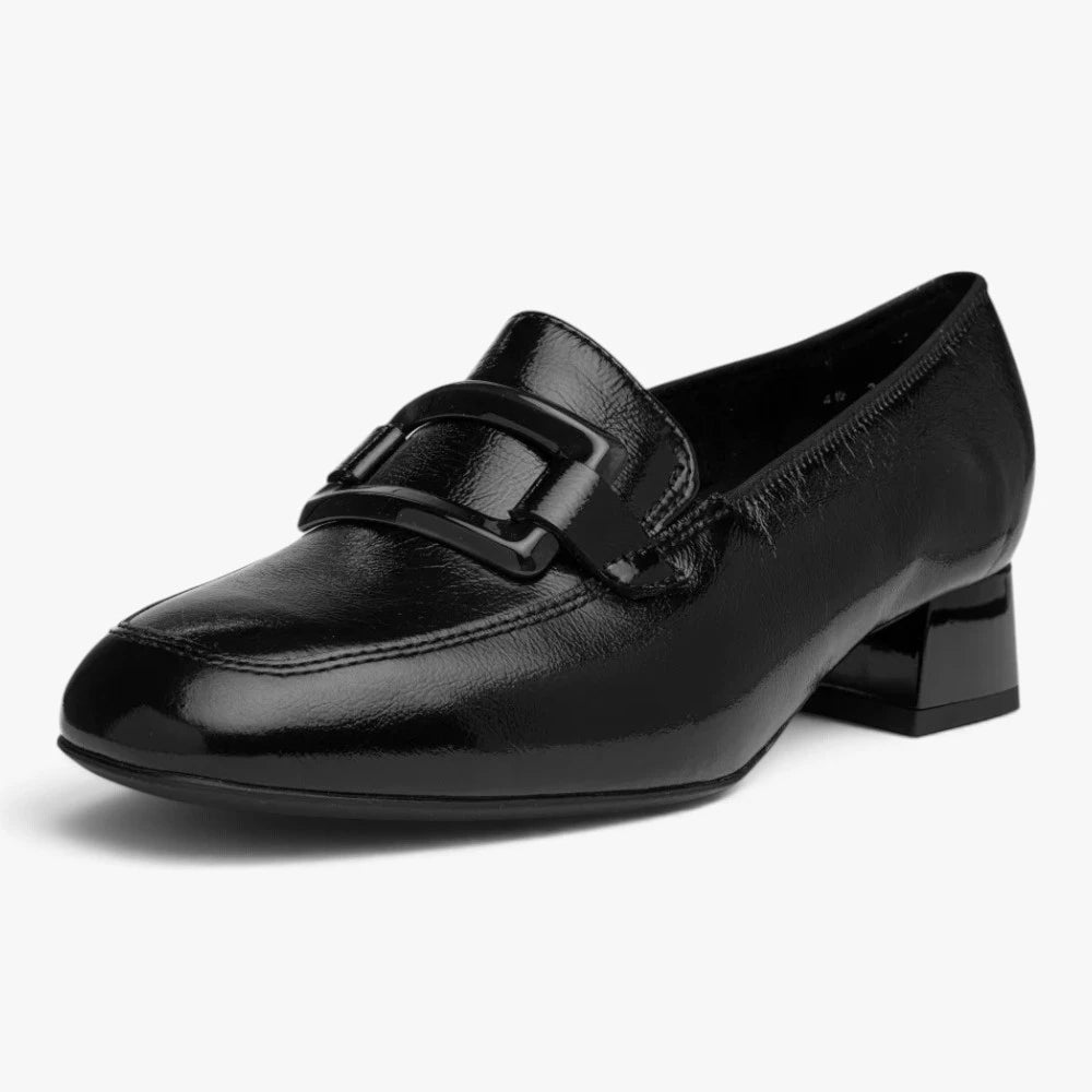 Ara Graz Black Patent Leather Wide Fit Court Shoes