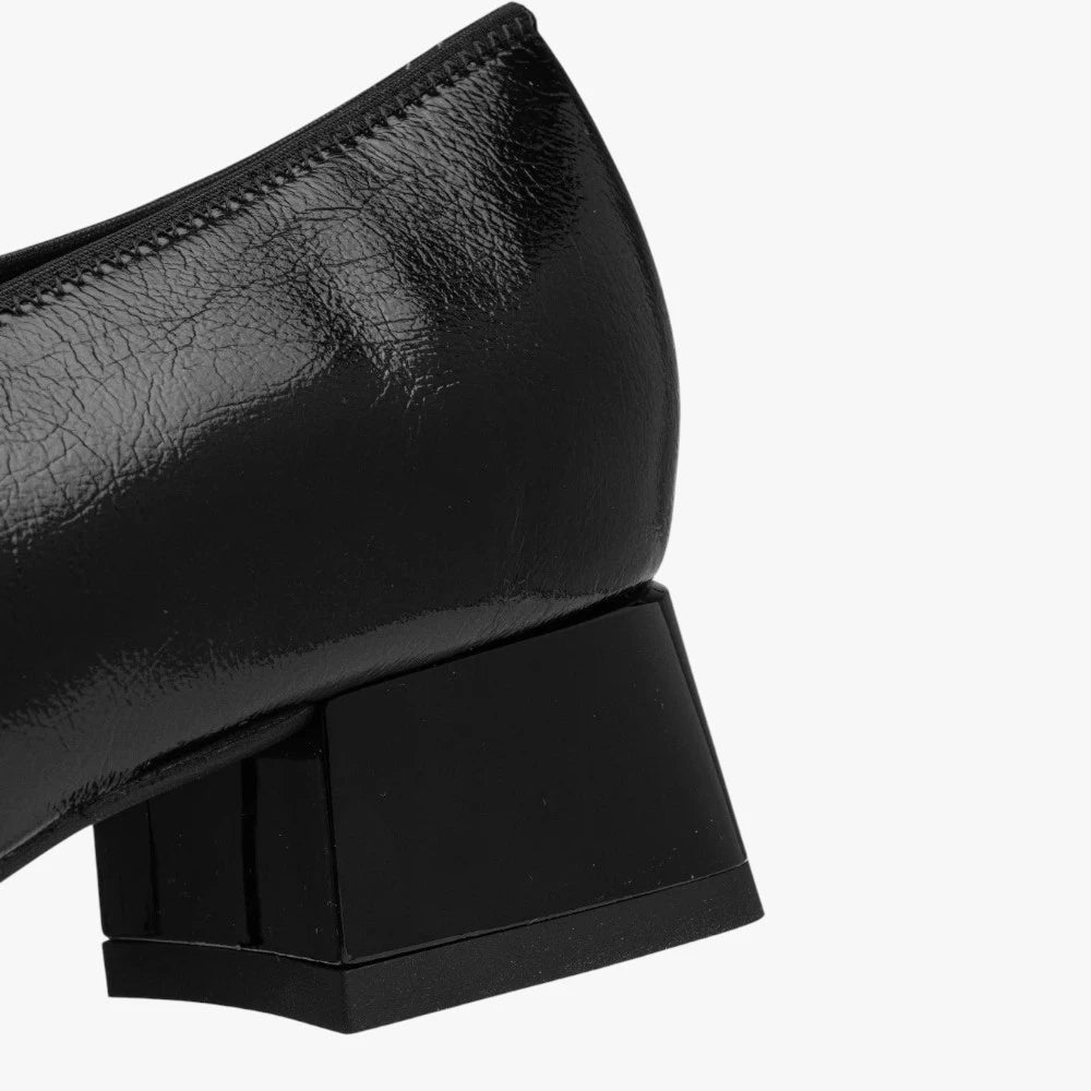 Ara Graz Black Patent Leather Wide Fit Court Shoes