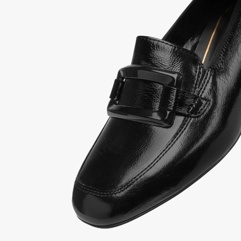 Ara Graz Black Patent Leather Wide Fit Court Shoes