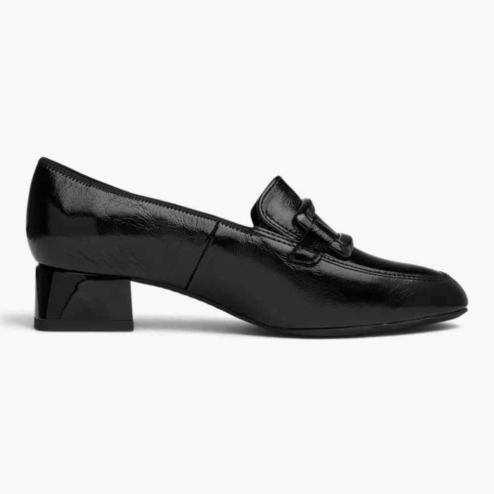 Ara Graz Black Patent Leather Wide Fit Court Shoes