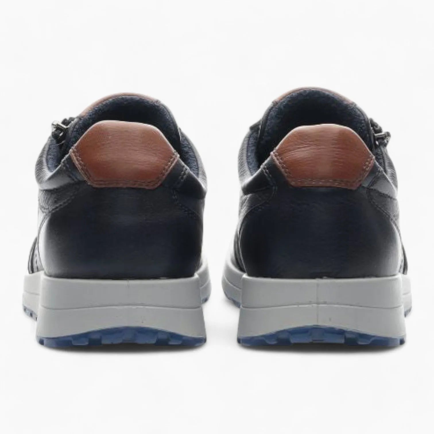 Ara Navy Leather Lace-Up Shoes with Brown Details and Gore-Tex - Leavys Shoes