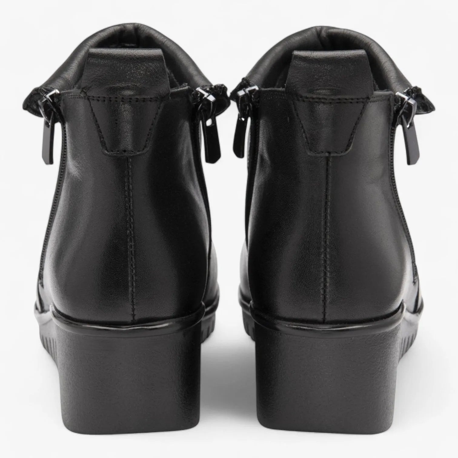 Lotus Cordelia Black Leather Wide Fit Wedge Ankle Boots - Leavys Shoes