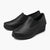 Lotus Delmar Black Leather Wedge Shoes for Women - Leavys Shoes