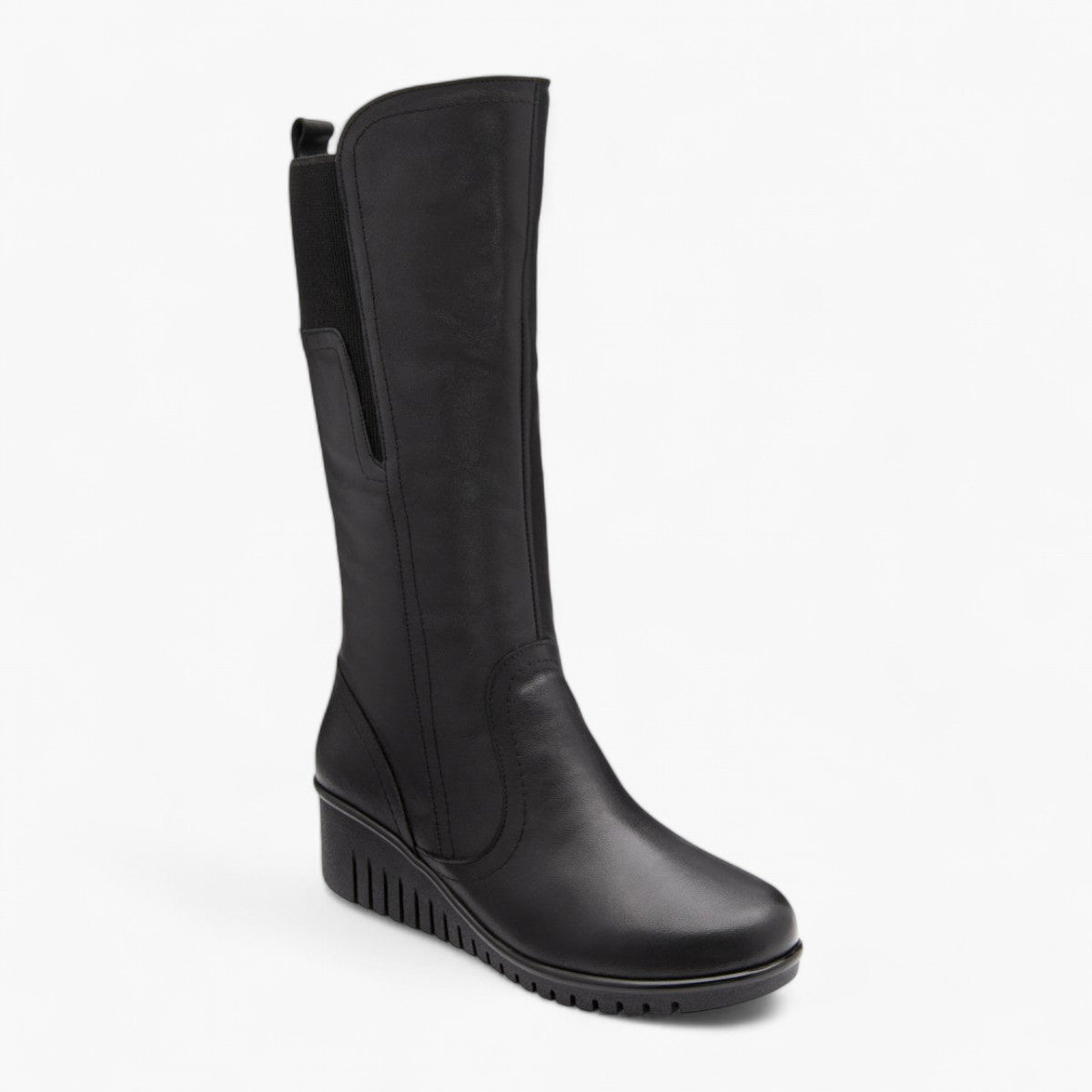 Lotus Fitzgerald Black Leather Mid-Calf Boots for Women