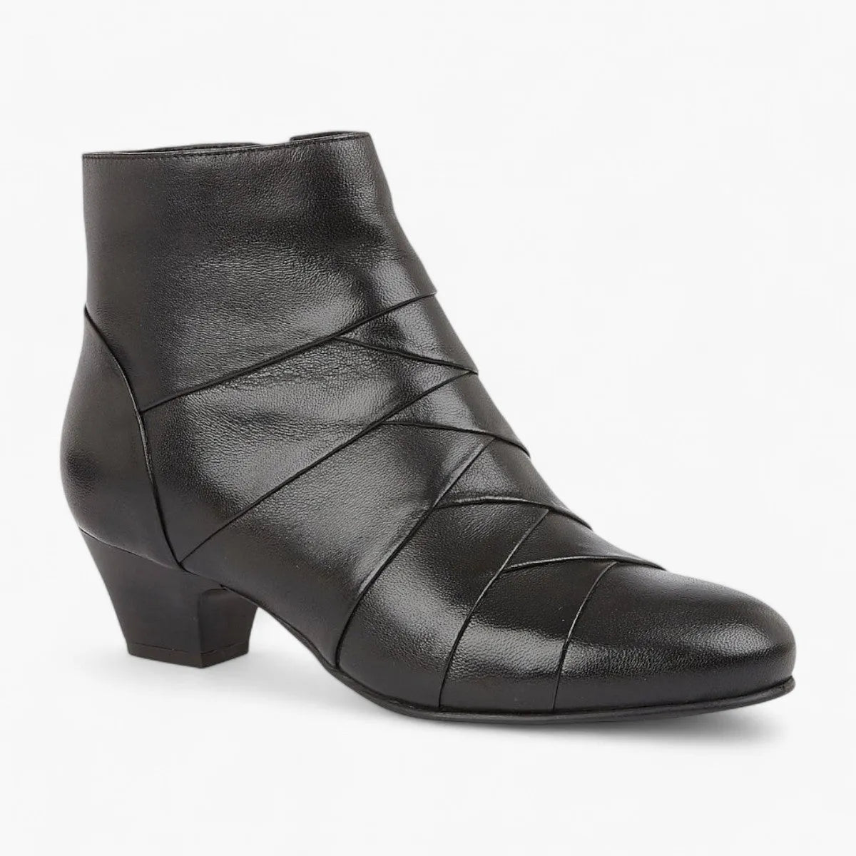 Lotus Tara Black Leather Ankle Boots for Women - Leavys Shoes