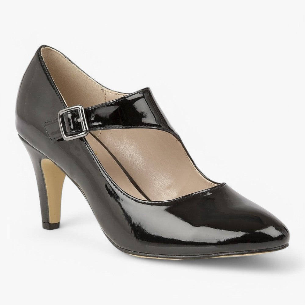 Lotus Laurana Black Patent Court Shoe – Chic & Secure - Leavys Shoes