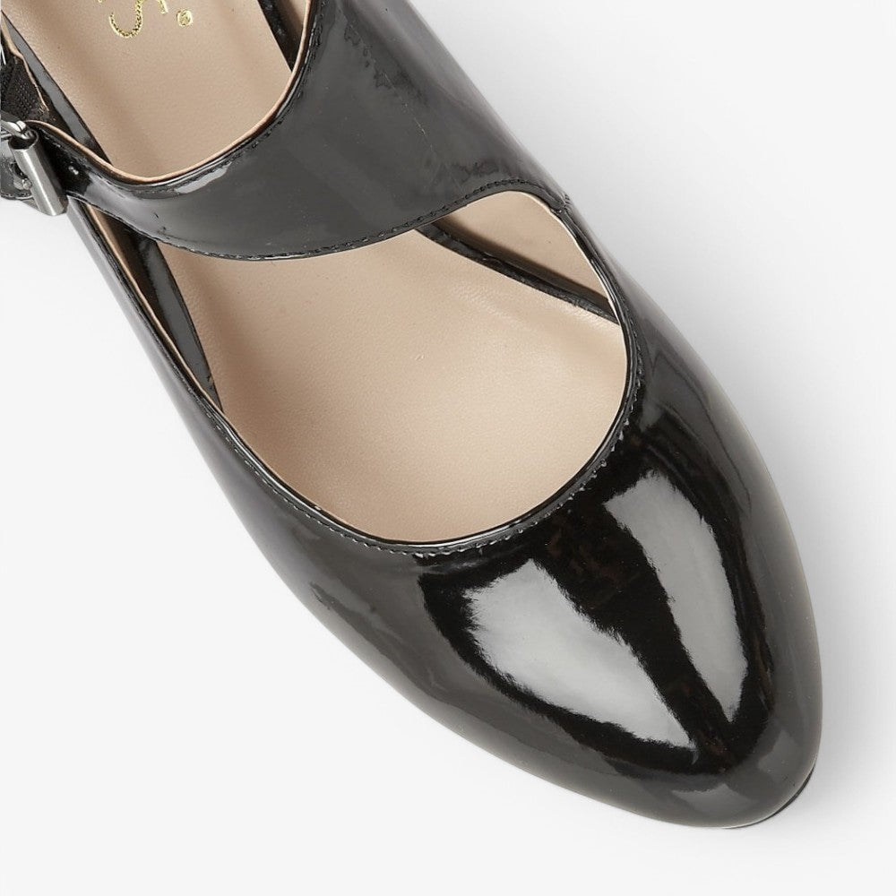 Lotus Laurana Black Patent Court Shoe – Chic & Secure