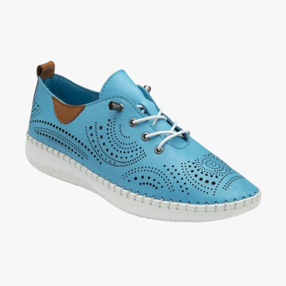 Blue Leather Lace-Up Casual Shoes – Lotus Tassia