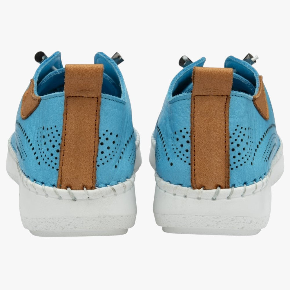 Blue Leather Lace-Up Casual Shoes – Lotus Tassia