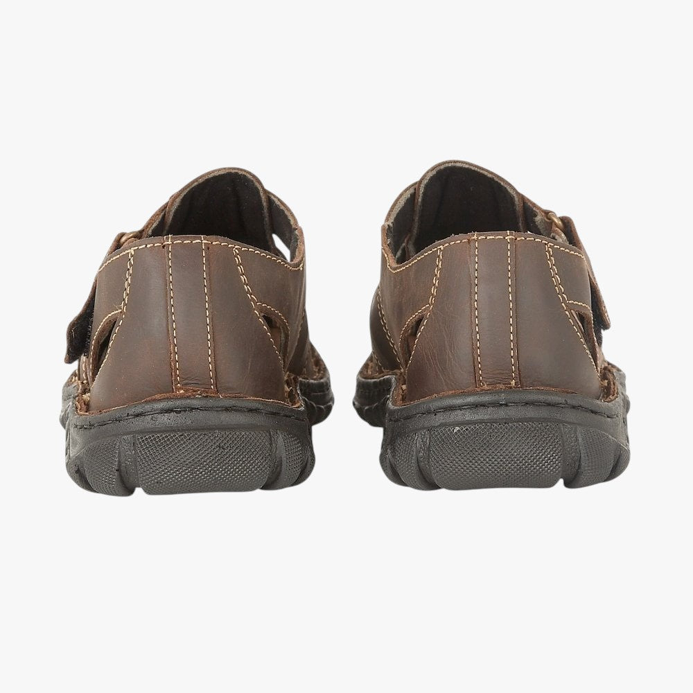 Lotus Bruno Brown Leather Fisherman Sandals with Strap