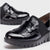 Front view of Wonders Black Patent Loafer with Wedge.